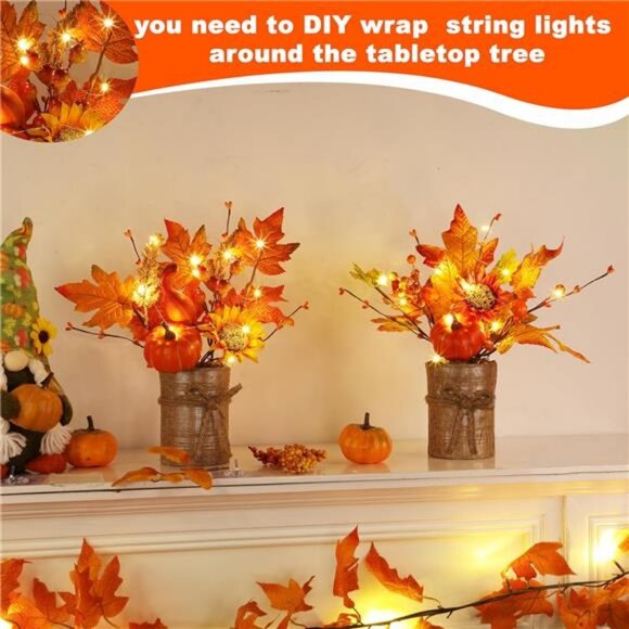 2 Pack 13 Inch Fall Decor Table Centerpiece with Lights...